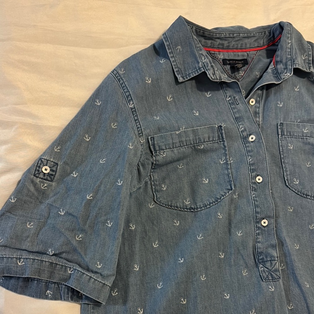 Tommy Hilfiger Light Blue Anchor Print Shirt - Picture 4 of 6